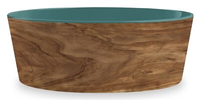 Tarhong voerbak hond olive melamine houtprint / teal zeegroen