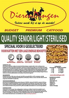 Budget premium catfood quality senior / light / sterilised