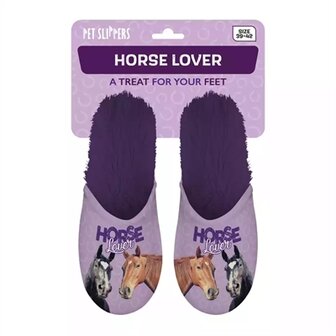 Pantoffel horse lover paars