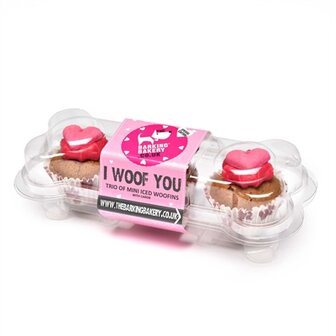 The barkin bakery i woof you valentine mini iced woofins trio assorti