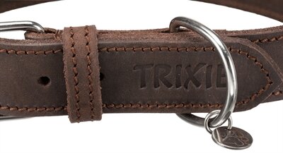 Trixie halsband hond rustic vetleer donkerbruin