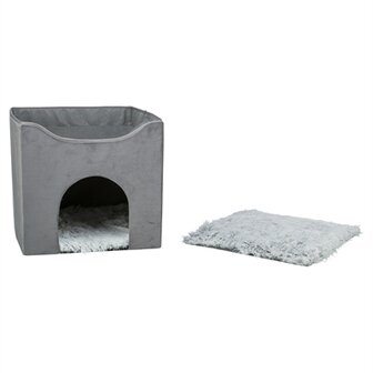 Trixie kattenhuis harvey grijs-wit / zwart