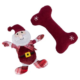 Trixie xmas giftset bot met kerstman pluche / stof