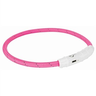 Trixie lichtgevende halsband hond flash usb tpu / nylon roze