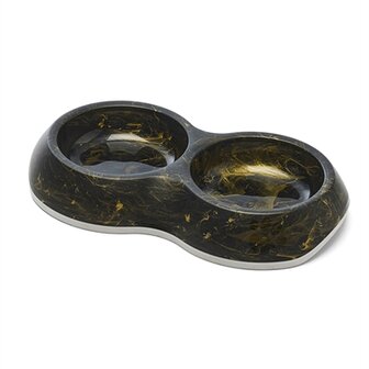 Savic voerbak delice dubbel marble zwart / goud