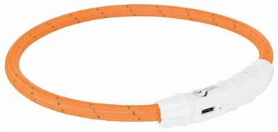 Trixie lichtgevende halsband hond flash usb tpu / nylon oranje