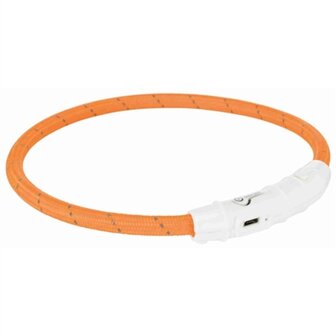 Trixie lichtgevende halsband hond flash usb tpu / nylon oranje