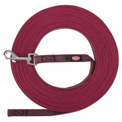 Trixie hondenriem sleeplijn met rubber anti slip sangria rood