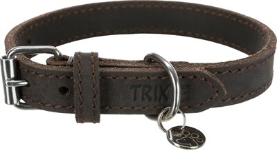 Trixie halsband hond rustic vetleer donkerbruin