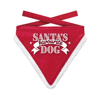 Plenty gifts kerst bandana santa's favourite dog rood