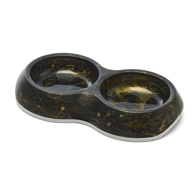 Savic voerbak delice dubbel marble zwart / goud