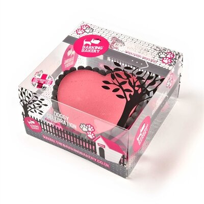 The barking bakery yoghurt topped pawty cake roze hart met kaars